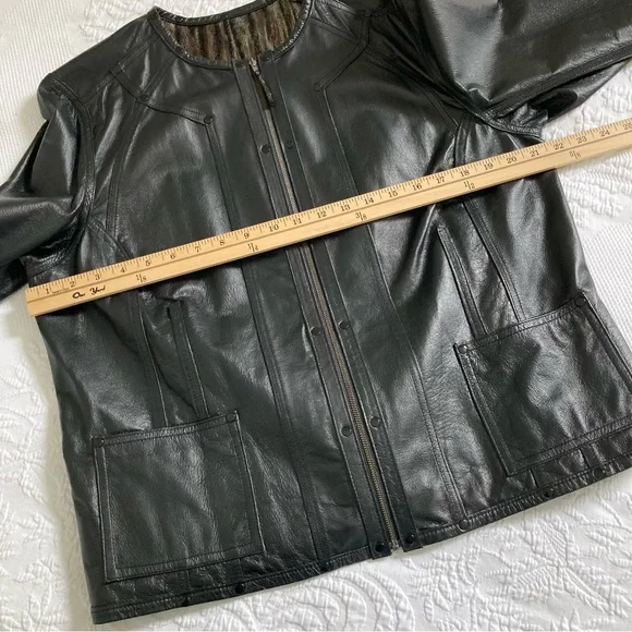 Chico’s genuine Leather reversible jacket metallic & black women’s M, 12 - Picture 4 of 12